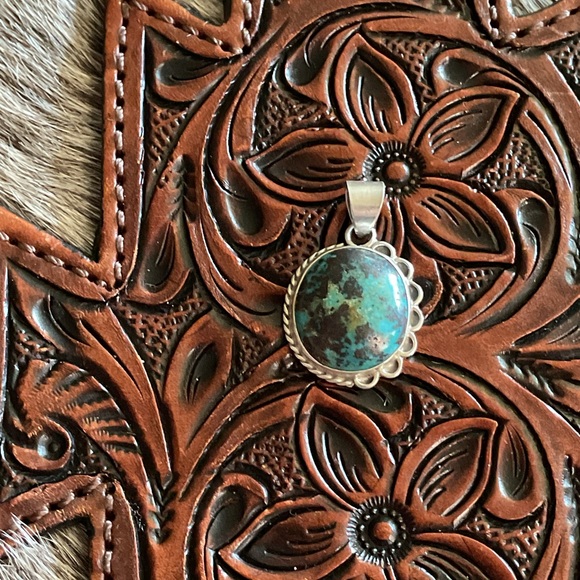 Jewelry - Turquoise and 925 Sterling Silver Pendant Necklace